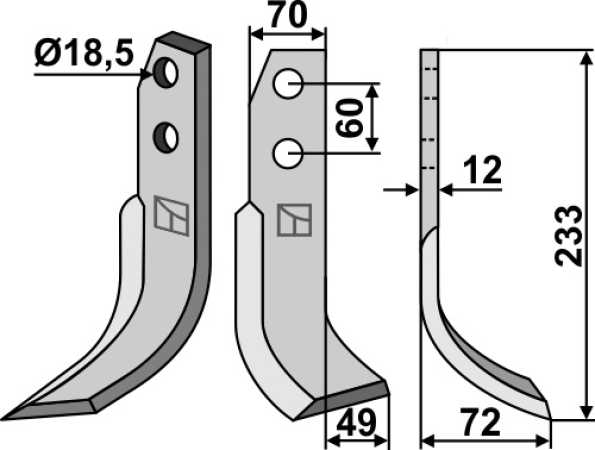 Fräsmesser 233x70mm, rechts